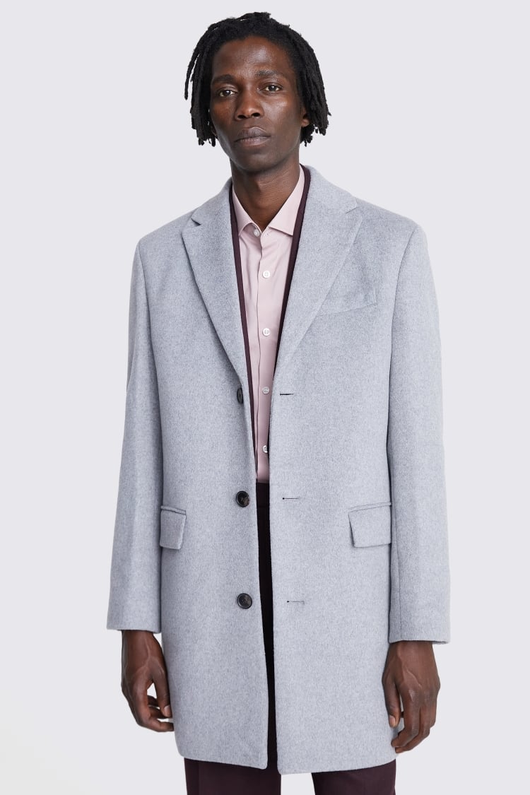 Light Grey Wool Blend Overcoat Buy Online at Moss