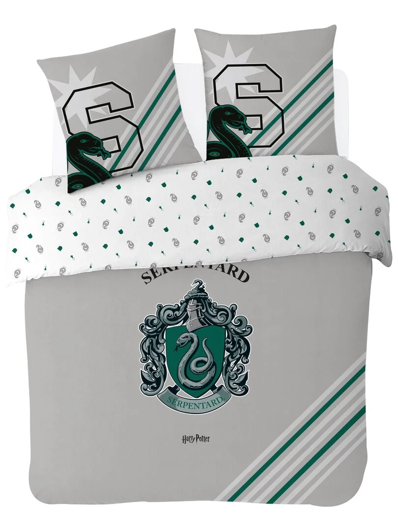 Housse de couette Harry Potter Serpentard 200x200 cm 100% Coton Gris