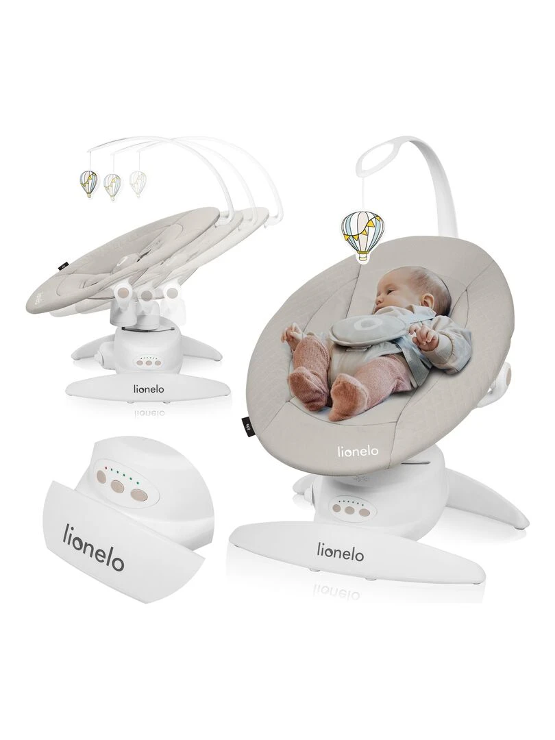 LIONELO Iris Balancelle Bébé Électrique 360° Léger 12 mélodies 3 modes 5 vitesse Beige