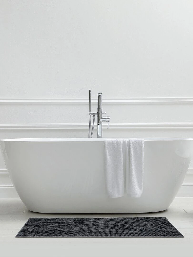 Guy Levasseur Tapis de bain en polyester uni gris anthracite