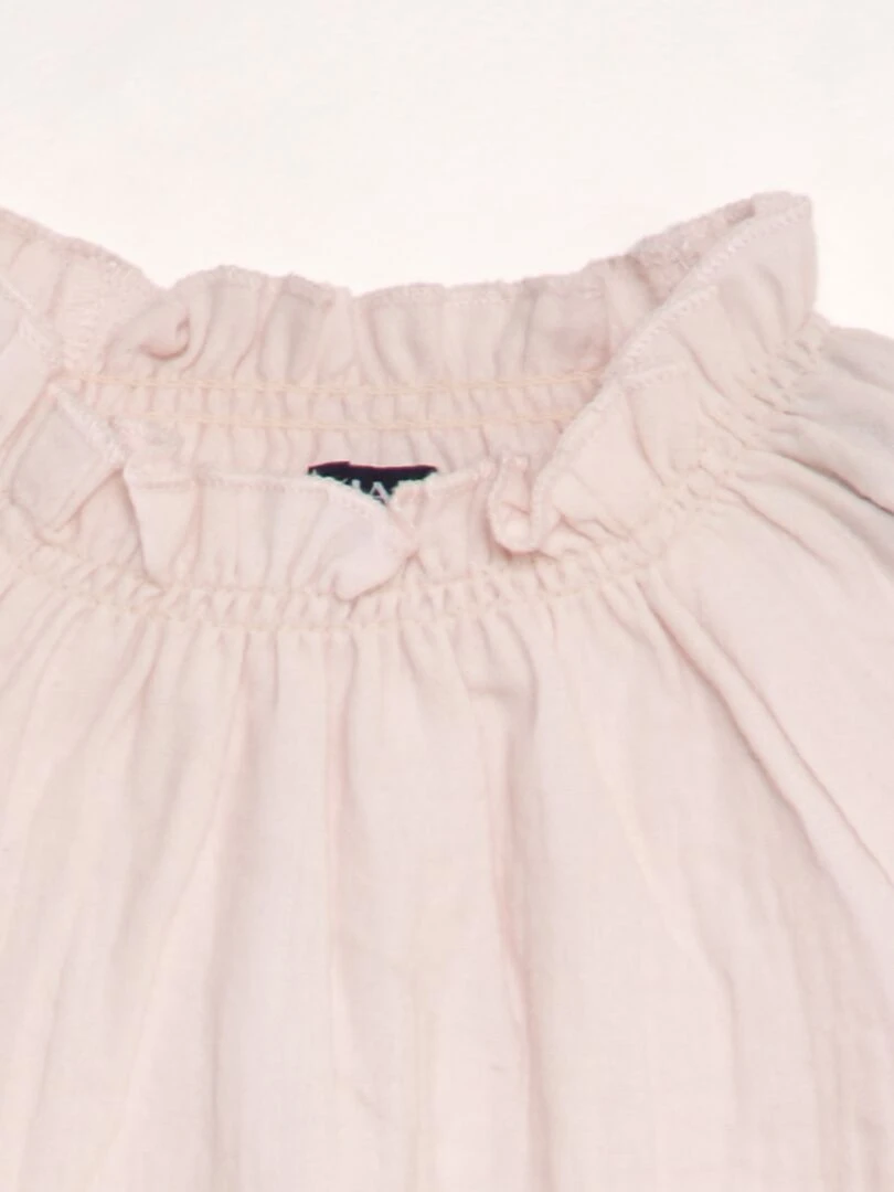 Blouse manches longues col volantée   Rose