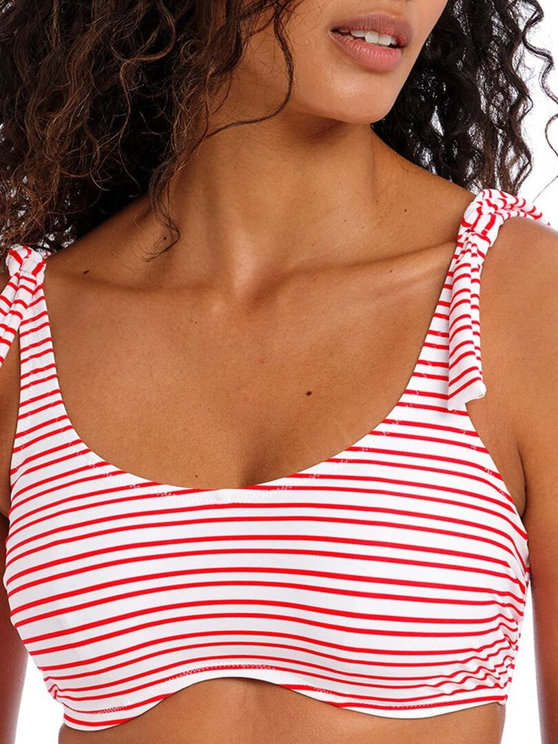 Haut de maillot rayé brassière à armatures New shores Rouge
