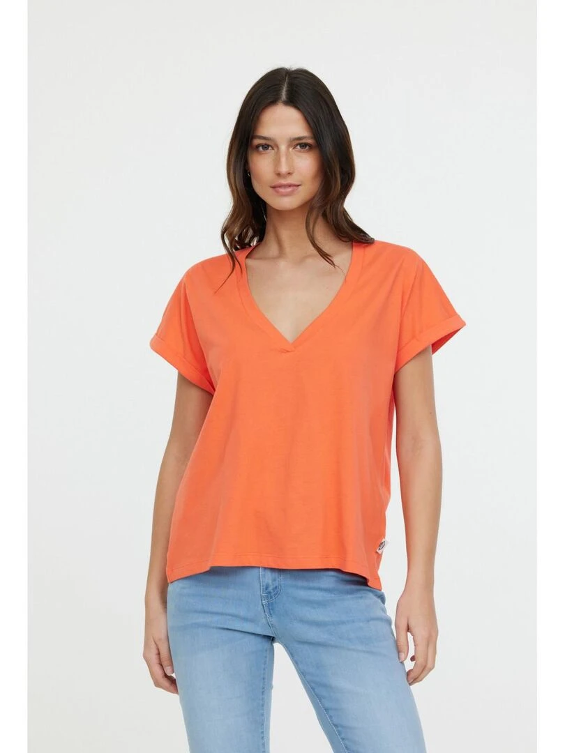 Lee Cooper T Shirt manches courtes coton loose ALYS MC Orange mandarine