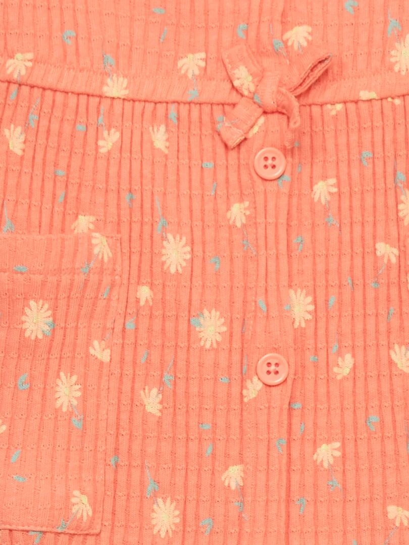 Robe salopette maille côtelée Orange/rose