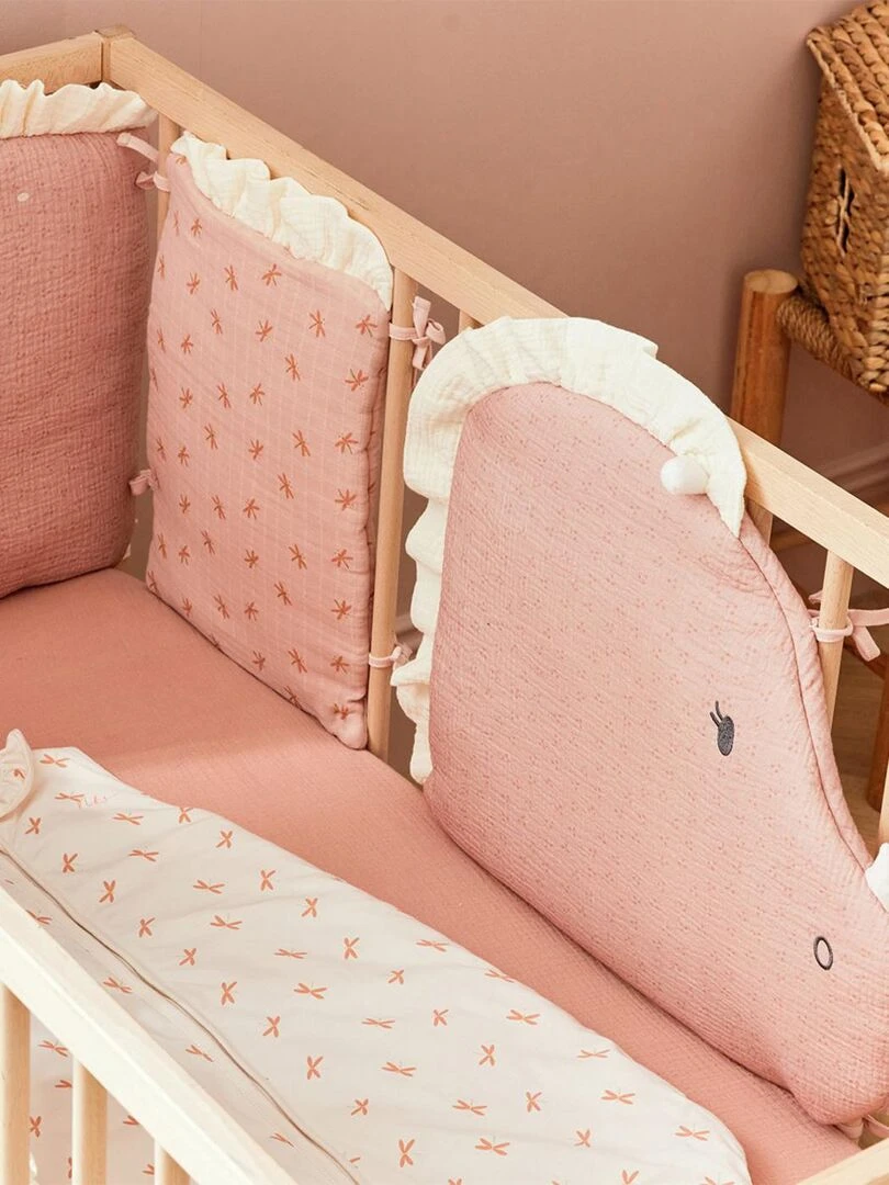 Tour de lit et protège barreaux Popsie poudré Noukie's Rose