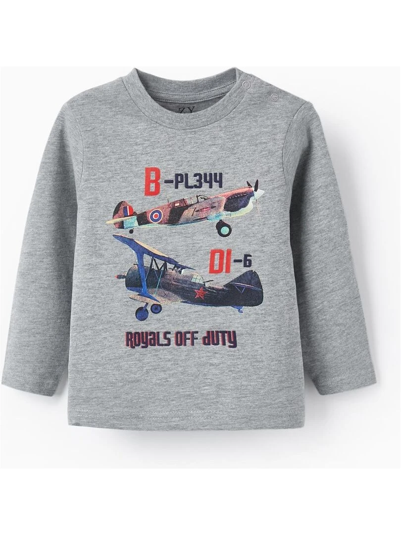 T shirt en coton pour bébé garçon 'Royals off Duty' manches longues ROYALS OFF DUTY Gris