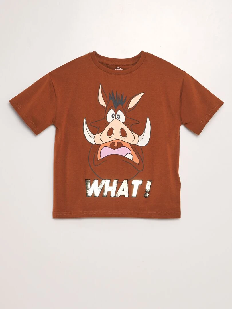 T shirt imprimé 'Disney' Marron 'Pumba'