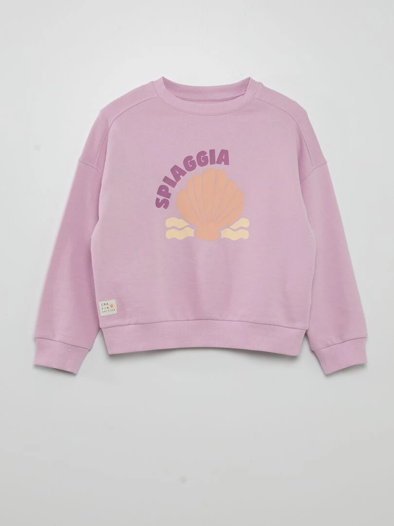 Sweat en molleton à col rond   Grafik Edition   Violet