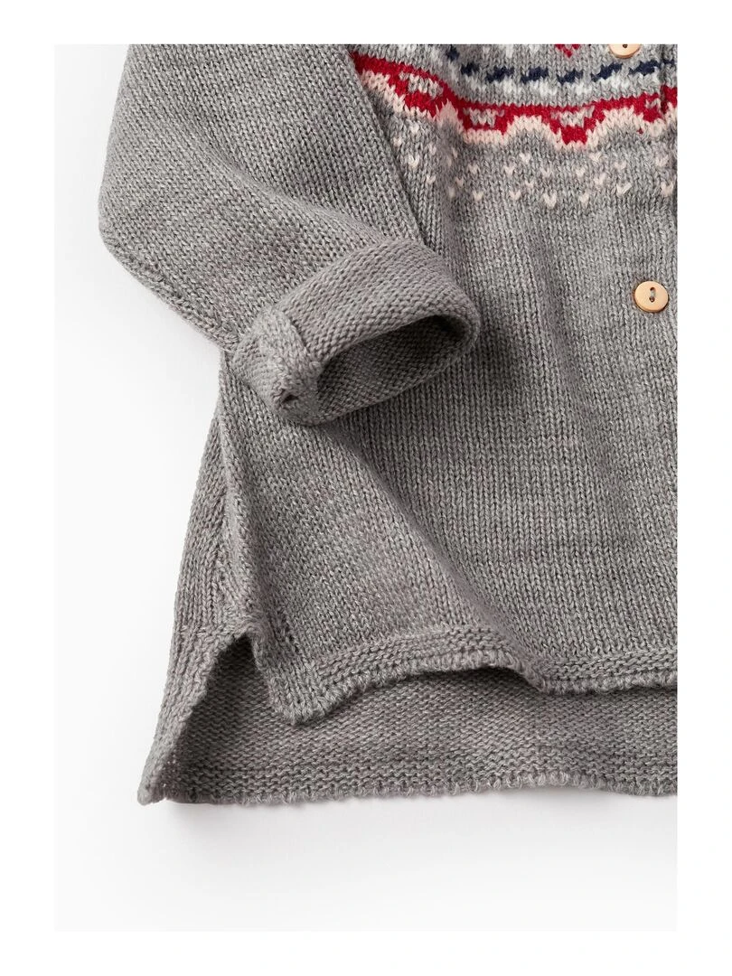Gilet en Maille avec Jacquard pour Bébé Fille   NOËL   Gris