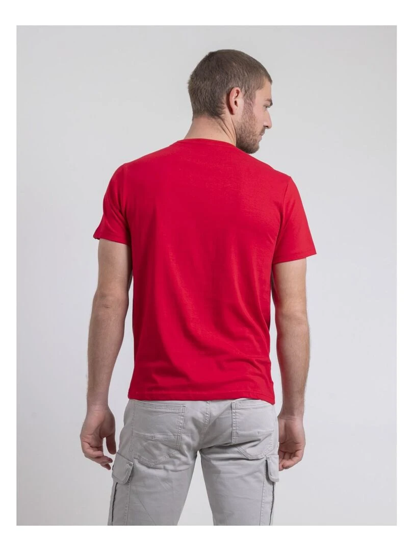 T shirt col rond pur coton NOBENITO Rouge