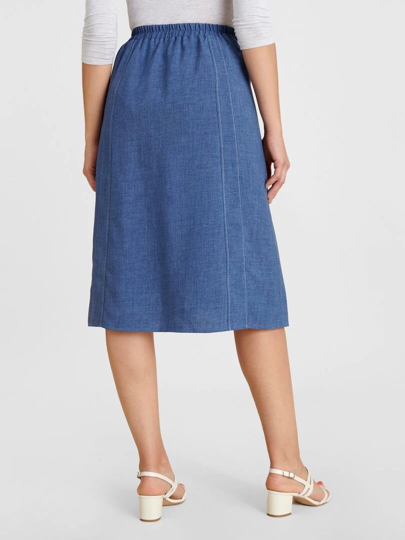 Jupe ample tissu effet lin   Damart   Bleu