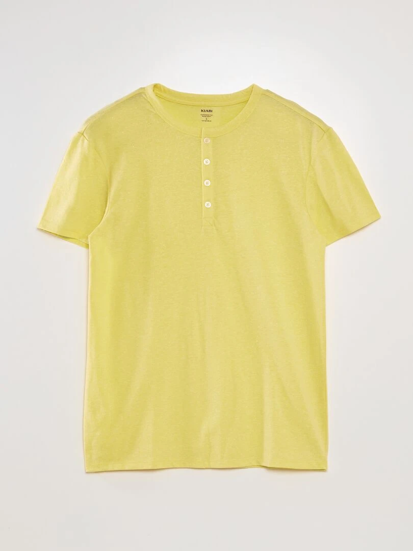 Tee shirt maille moulinée col tunisien Jaune