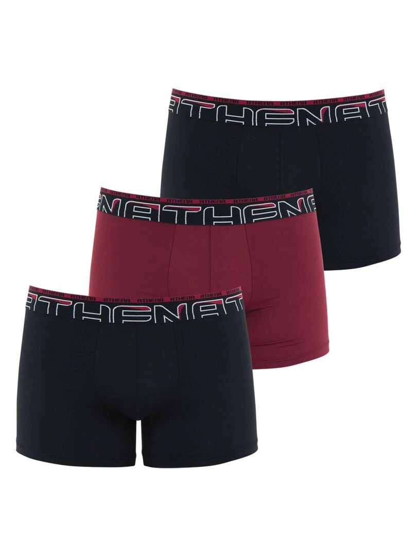 Lot de 3 boxers homme Seconde Peau Rouge foncé