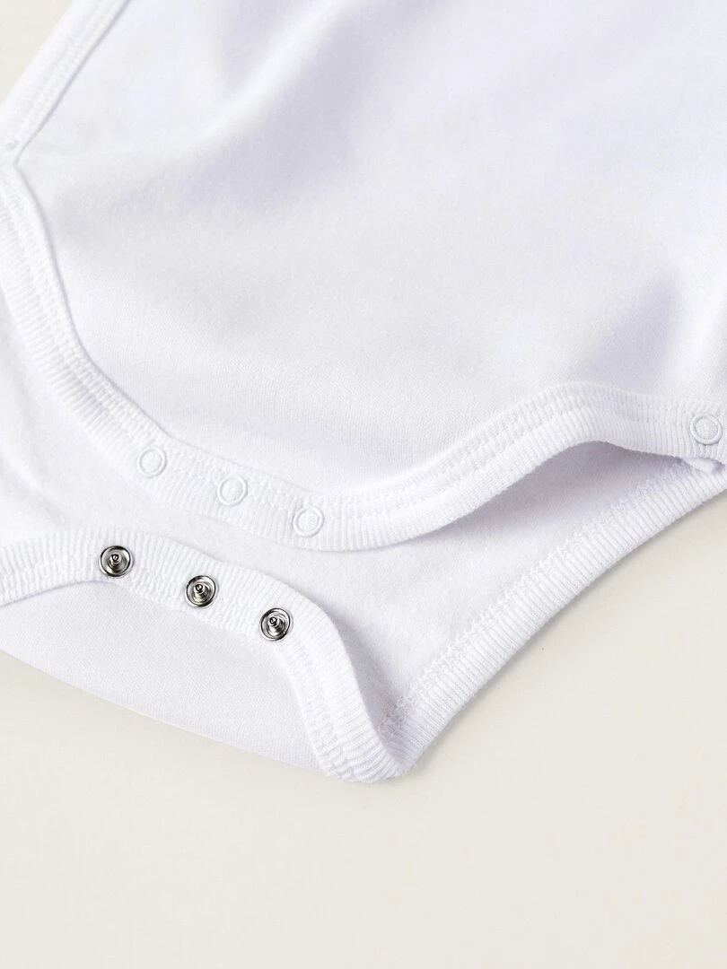 Pack 4 Bodies en Coton Cardé pour Nouveau Né et Bébé manches longues ESSENTIALS LINE   Blanc