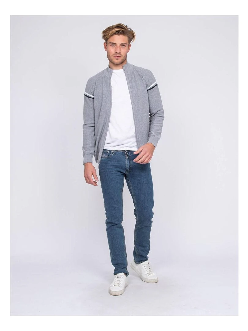 Gilet zippé col montant coton AUGUSTIN   Gris