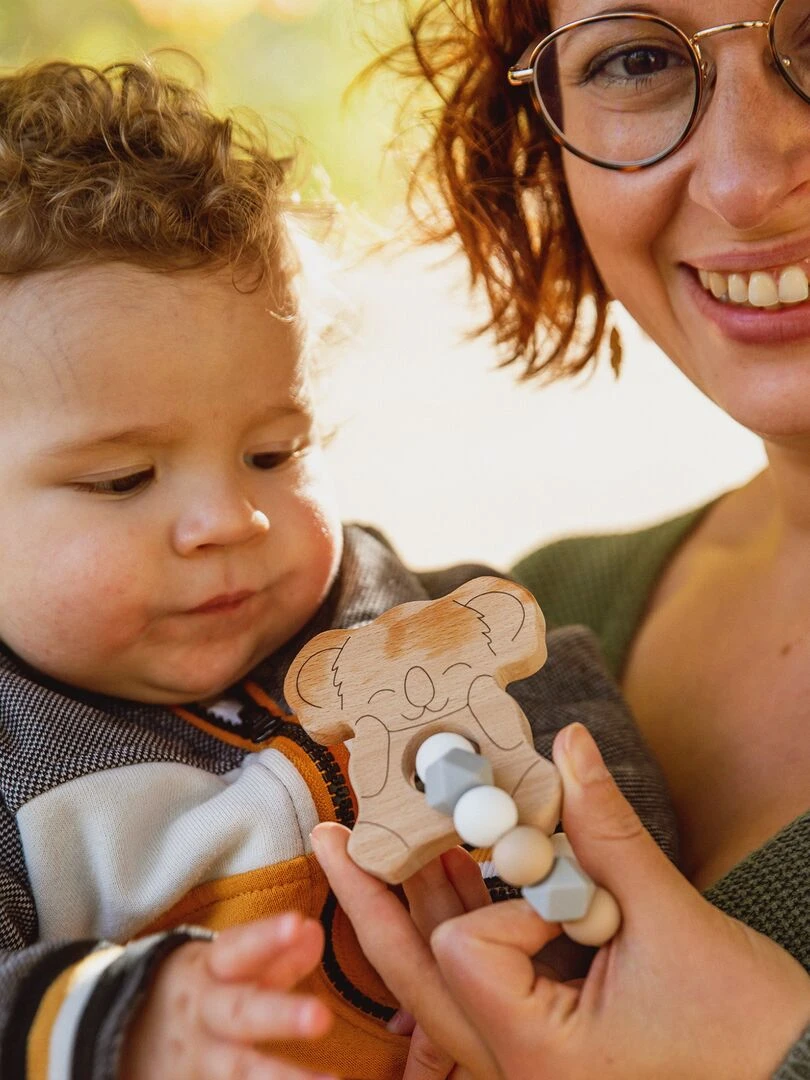 Hochet koala bois et silicone   Gris