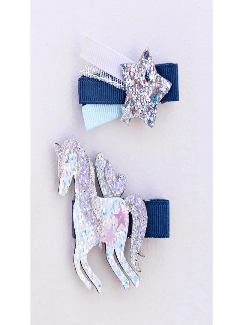 Barettes Boutique Navy Unicorn Star  2 styles assortis   N/A
