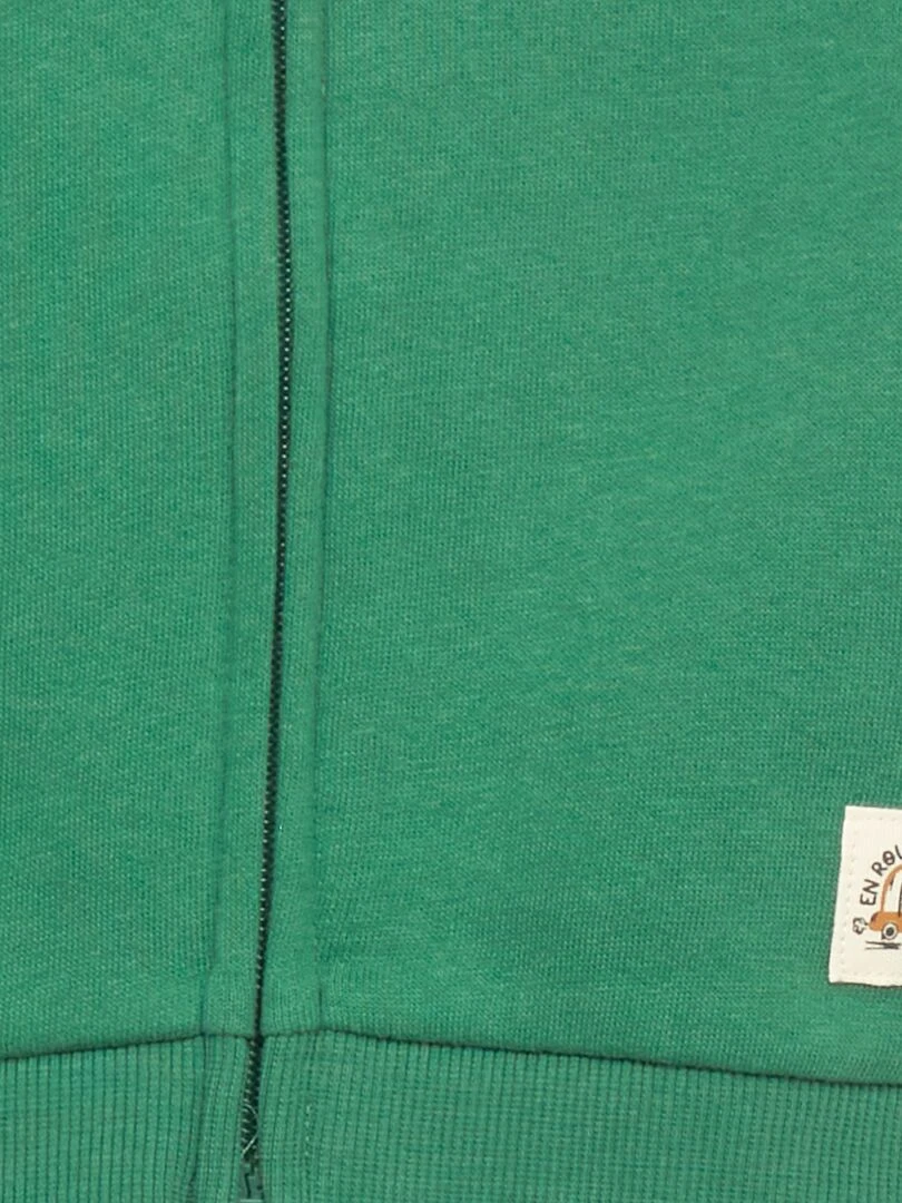 Sweat zippé en molleton vert