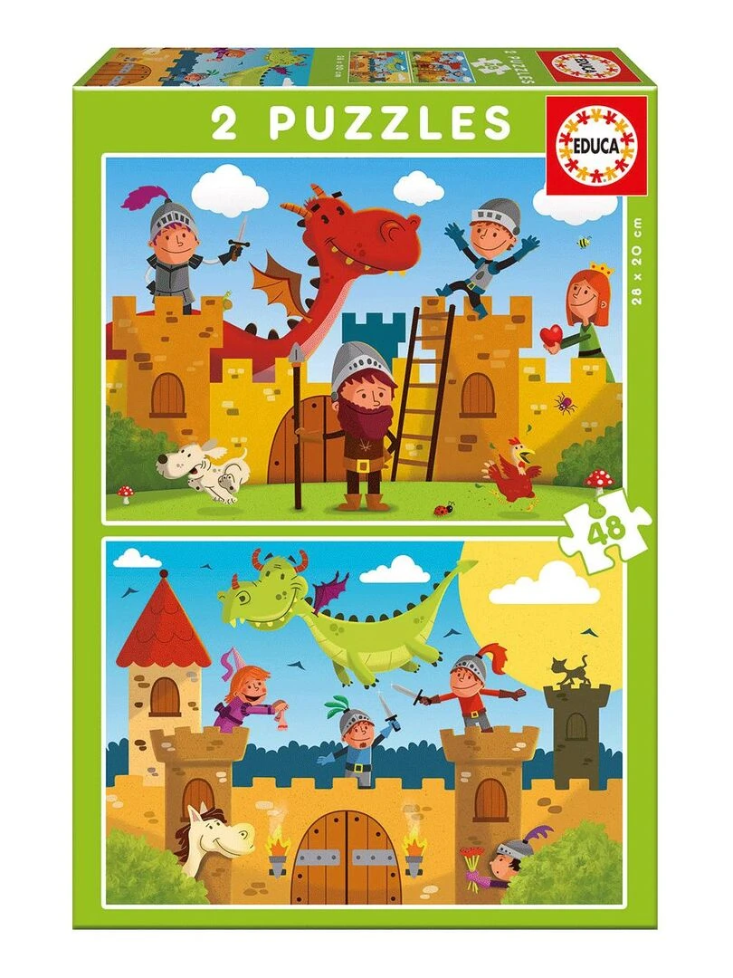 Puzzle 2 x 48 pièces : Dragons et Chevaliers N/A