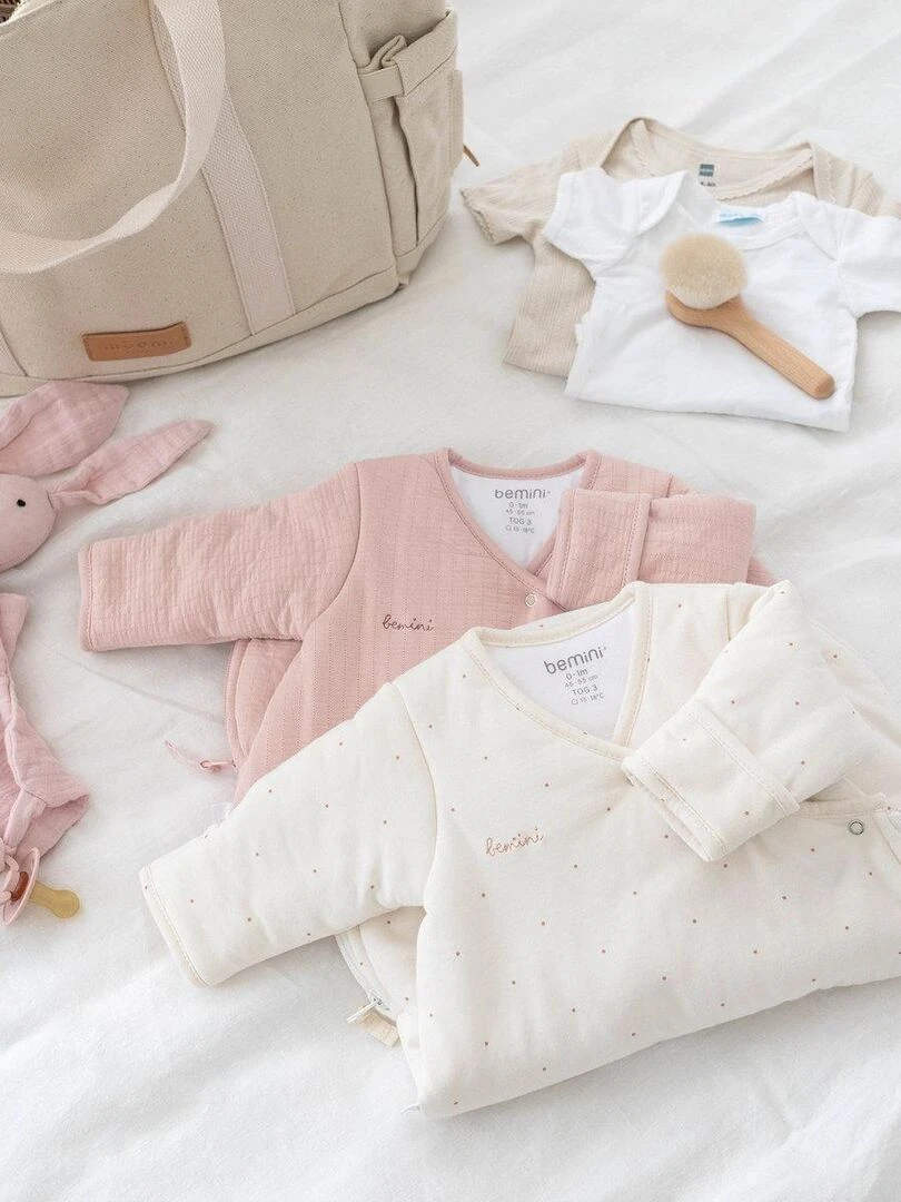 Bemini Gigoteuse avec moufles Pady jersey et jersey Ecru