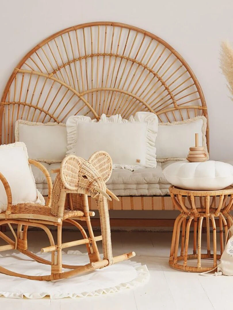 Coussin velours avec volant Blanc   Blanc