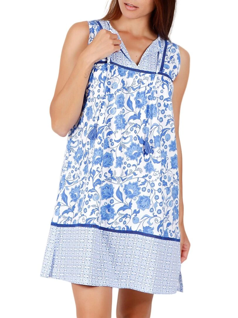Robe estivale sans manches Etienne bleu Bleu