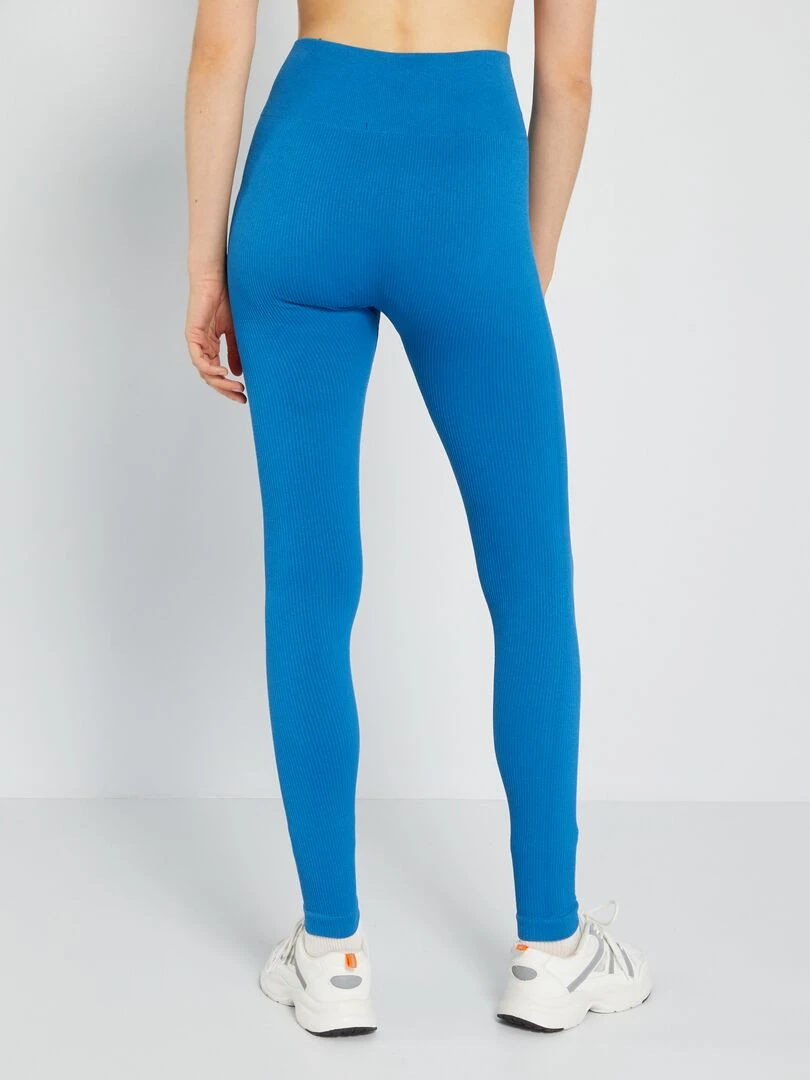 Legging de sport en maille côtelée   bleu