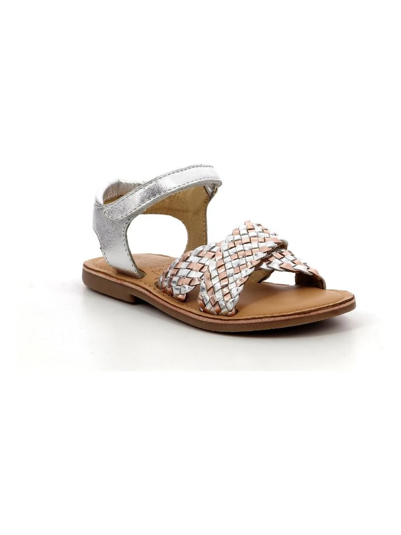 Sandale Plate Cuir Enfant Mod8 Canibraid Argent