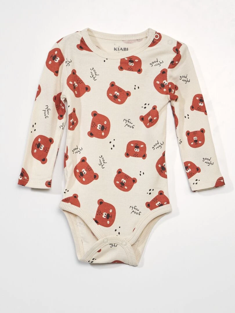 Lot de 2 bodies en maille côtelée Beige/marron