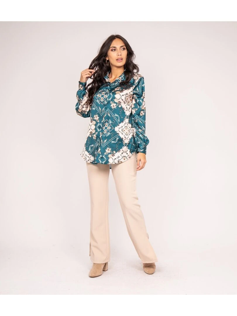 Chemise motifs OMIST   Bleu canard