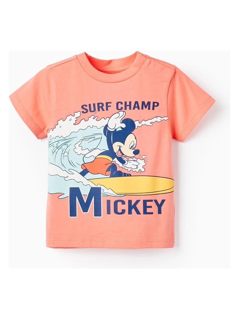 T shirt en Coton pour Bébé Garçon 'Disney Mickey Mouse' manches courtes MICKEY Rose