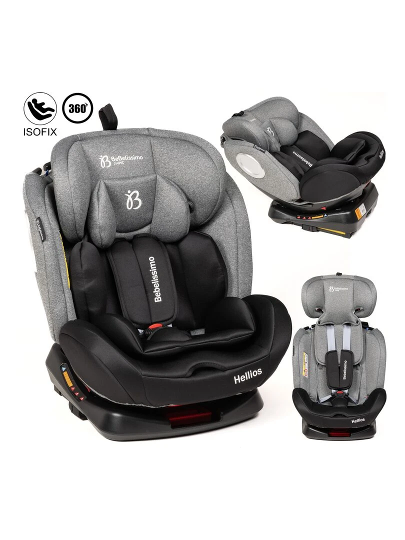 BEBELISSIMO Siège auto Isofix pivotant 360 ° groupe 0+/1/2/3 (0 36kg) Hellios gris / noi Gris