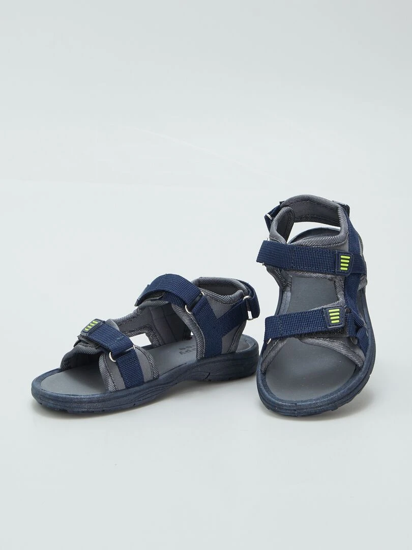 Sandales ouvertes scratchées   Noir/gris