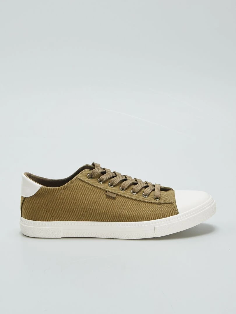 Baskets basses en toile Kaki