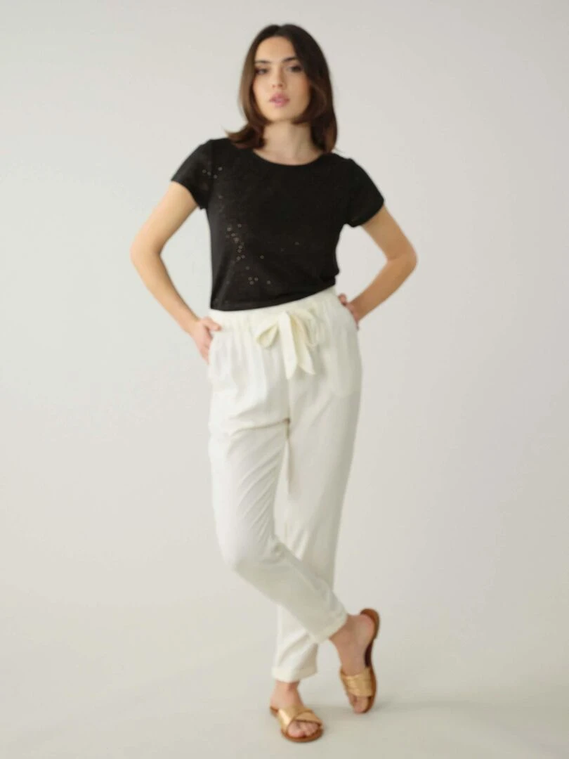 Pantalon fluide uni pour femme 'Deeluxe' Blanc