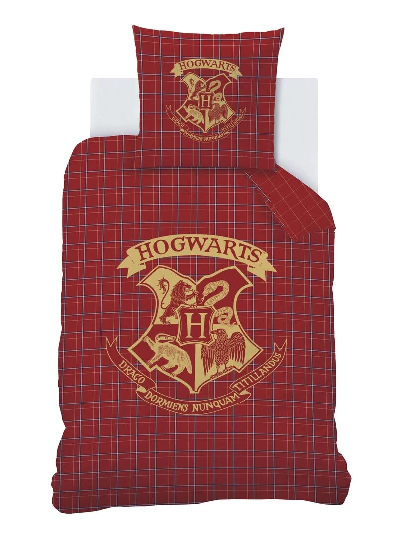 Parure de lit imprimée en flanelle de coton  HARRY POTTER TARTAN   Rouge