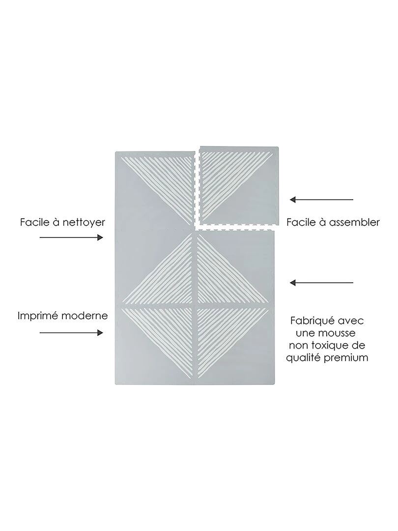 Tapis de jeu mousse SANDY LINES STONE   Gris