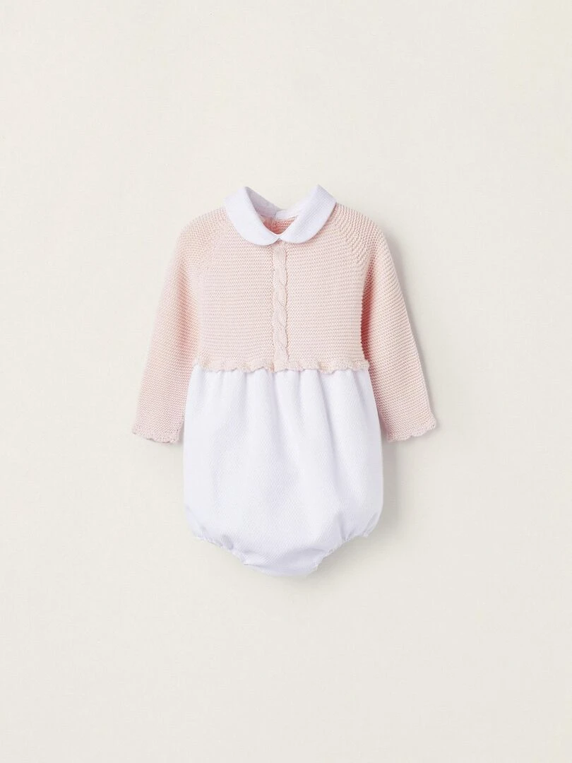 Body à manches longues combiné pour nouveau né manches longues ATLANTIC COMPANY Rose clair