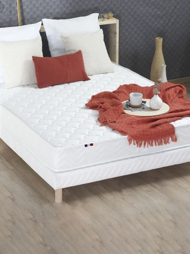 Ensemble Matelas accueil Latex 3 zones INITIAL Bi Confort Mousse & Latex + Sommier Sommier Blanc Blanc