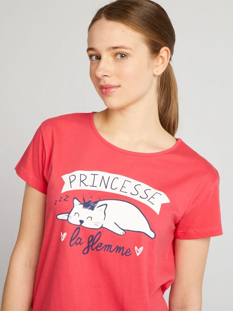Pyjama court imprimé 'princesse'   2 pièces   rose/bleu