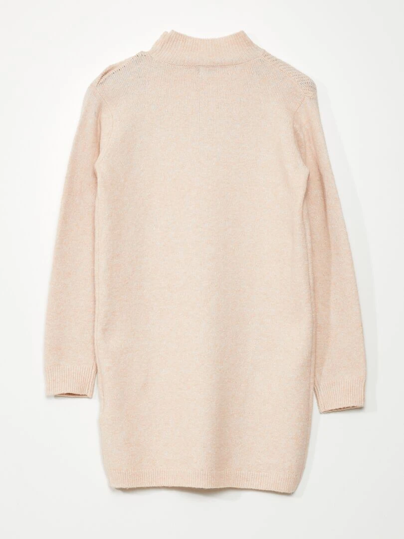 Robe pull en maille col montant Rose