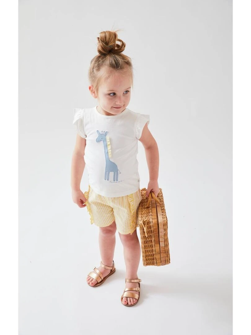 Set t shirt girafe + short  jaune/écru   Noukie's   Blanc