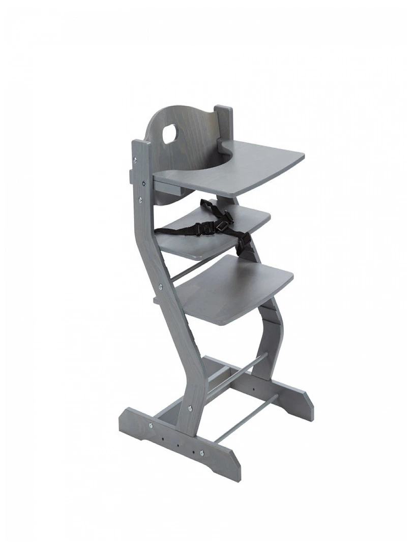 Chaise Haute Pour Enfant En Hêtre Massif Gris   Gris