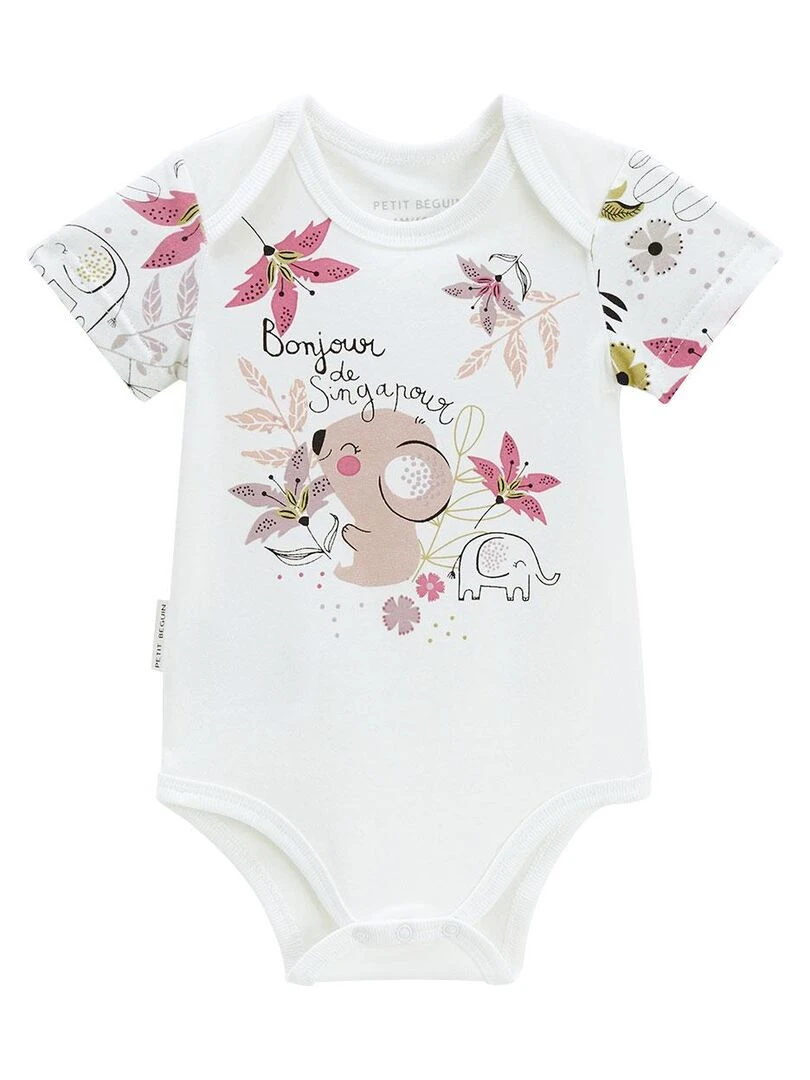 Lot de 2 bodies bébé manches courtes Singapour   Ecru