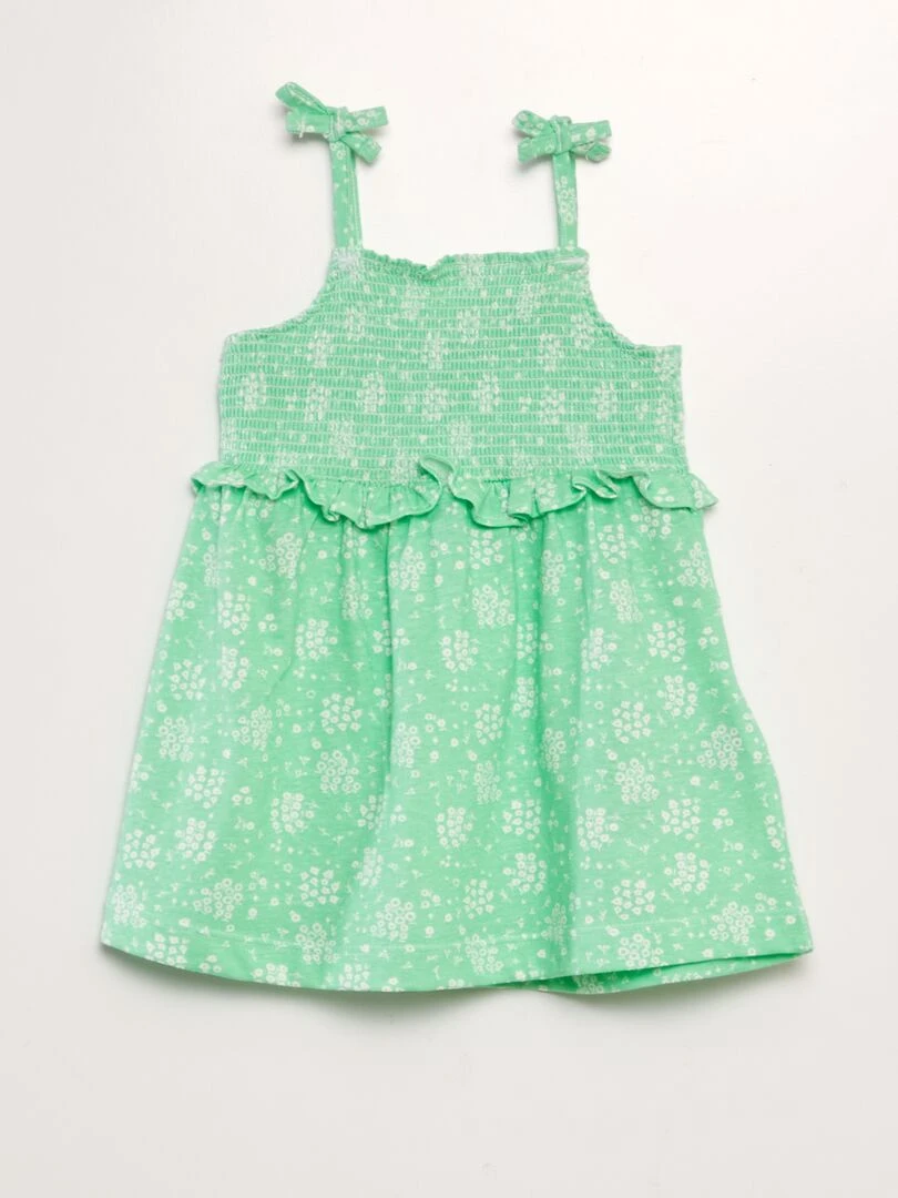 Robe à bretelles avec base volantée VERT