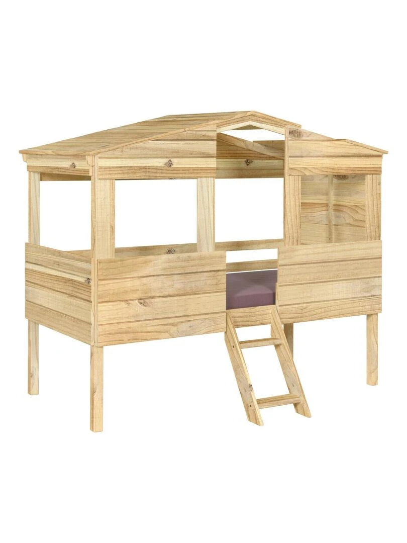 Lit cabane avec matelas Roby AKITEN RETAIL Marron