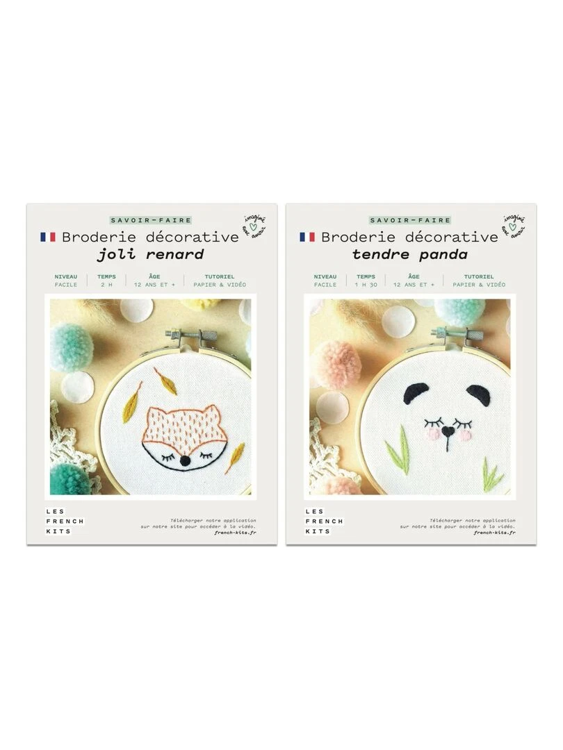 Coffrets 2 Broderies décoratives Déco enfant Renard + Panda N/A