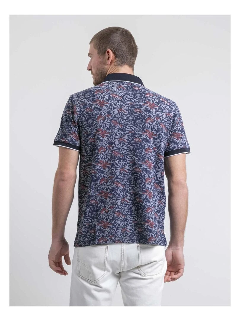 Polo manches courtes pur coton motifs PARUBOL Bleu marine