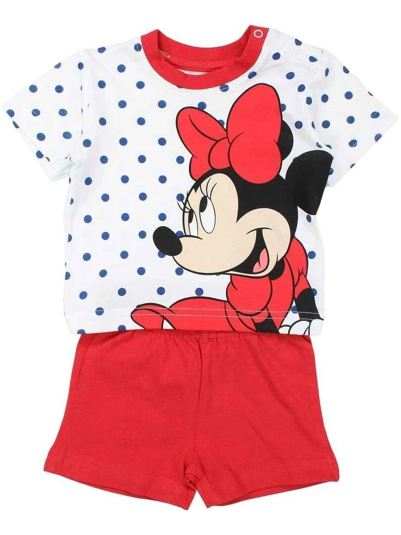 Disney Ensemble T shirt short bébé fille Imprimé Minnie Rouge