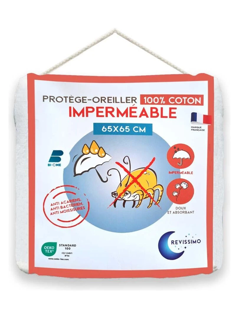 Future Home   Protège oreiller molleton anti acariens impérméable et absorbant en coton   Blanc